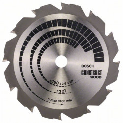 Циркулярен диск BOSCH Construct Wood 190 x 20/16 x 2,6 mm
