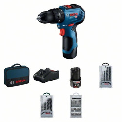 Акумулаторен винтоверт BOSCH GSR 12V-30+консумативи