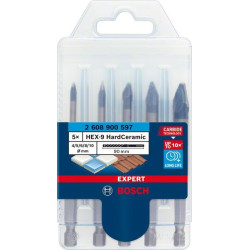 Комплект свредла BOSCH EXPERT HardCeramic HEX-9, 4/5/6/8/10 mm - 5 броя