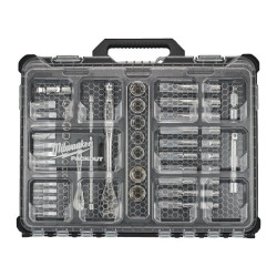 Комплект тресчотка и гнезда MILWAUKEE PACKOUT™ 1/4" & 1/2" 63 броя
