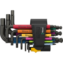 Комплект имбусни Г-образни ключове в клипс WERA 950/9 Hex-Plus Multicolour Imperial 3, инчови, 9 части