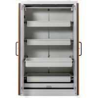 Защитен шкаф с оранжеви врати и 4 чекмеджета CEMO PROline 12/20 Type 90, 33 l