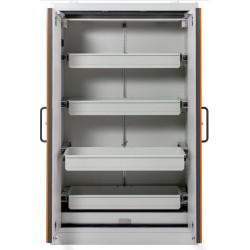 Защитен шкаф с оранжеви врати и 4 чекмеджета CEMO PROline 12/20 Type 90, 33 l