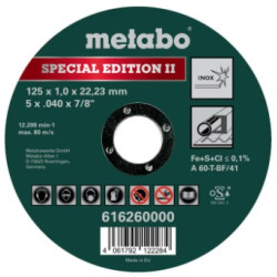 Карбофлексов диск METABO 125х1.0х22.2mm A60T BF41 Inox