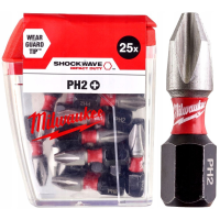 Комплект битове MILWAUKEE SHOCKWAVE PH2 25mm, 25 части