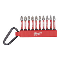 Комплект ударни битове MILWAUKEE Shockwave Impact Duty - 10 броя + карабинер