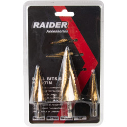 Комплект стъпаловидни свредла за ламарина Raider, 4-12, 4-20, 4-32 mm