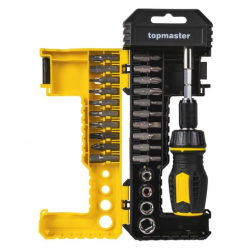 Комплект битове с тресчотна отвертка TOPMASTER - 25 части