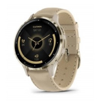 Смарт часовник GARMIN Venu® 3S Soft Gold с French Grey с кожена каишка