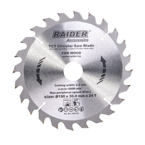 Диск за циркуляр RAIDER 190х24Тх30 mm