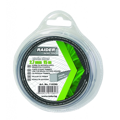 Корда квадратна усилена RAIDER Platin-silver 2,7 mm х 15 m