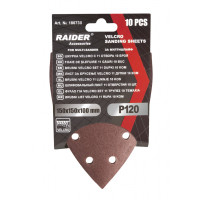 Шкурка RAIDER VELCRO 150x150x100 mm P120, 10 бр.
