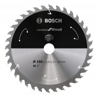 Диск за акумулаторен циркуляр BOSCH Standard for Wood, 165 mm, 36 зъба