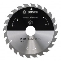 Диск за акумулаторен циркуляр BOSCH Standard for Wood, 165 mm, 24 зъба