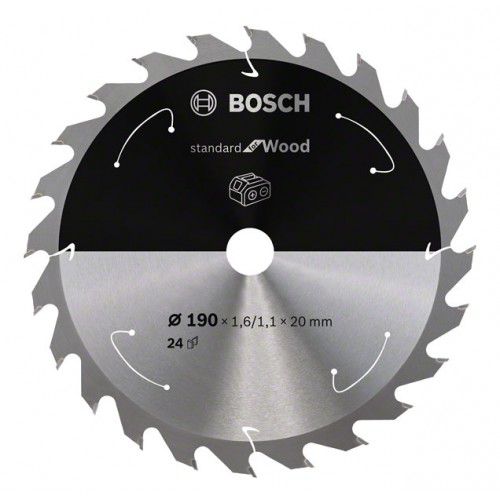 Диск за акумулаторен циркуляр BOSCH Standard for Wood, 190х20, 24 зъба