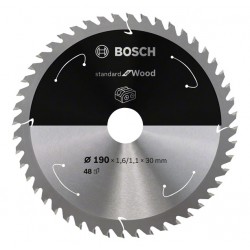 Диск за акумулаторен циркуляр BOSCH Standard for Wood, 190х30, 48 зъба