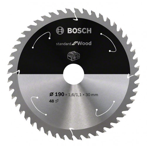Диск за акумулаторен циркуляр BOSCH Standard for Wood, 190х30, 48 зъба